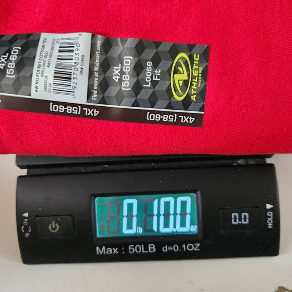 Athletic Works 4XL Shirt Breathable Loose Fit Red 100% Cotton Tee - Picture 7 of 7